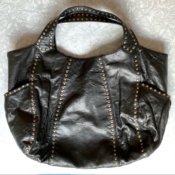Kooba Jillian XL Hobo Black Leather/Bronze Studs - Picture 2 of 8